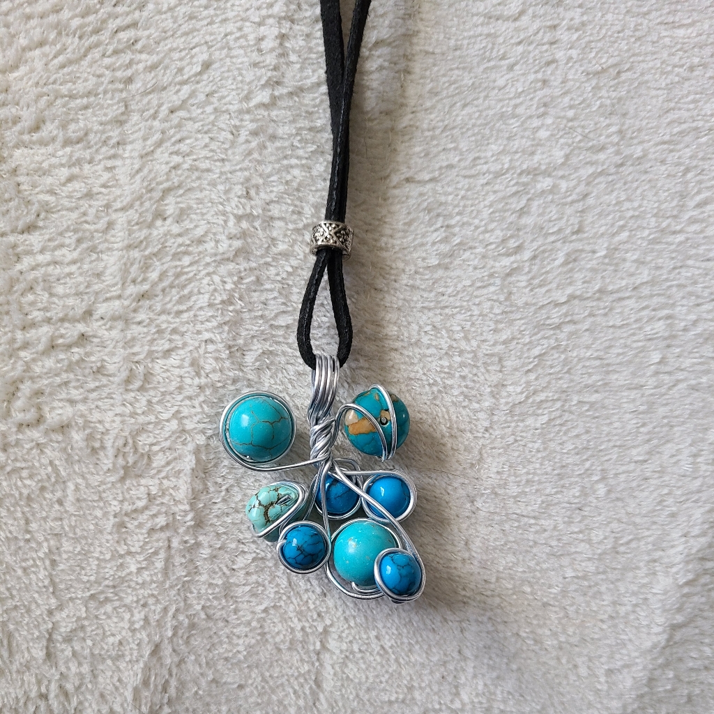 Turquoise And Silver Tone Necklace
